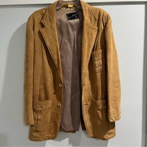Vintage Breier of Amsterdam Brown Tan Leather Mens Blazer Sport Coat Jacket 40R